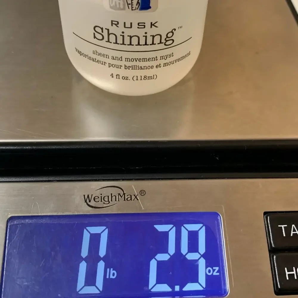 1/2 full Rusk Shining Sheen and‎ Movement Myst 4.2 oz